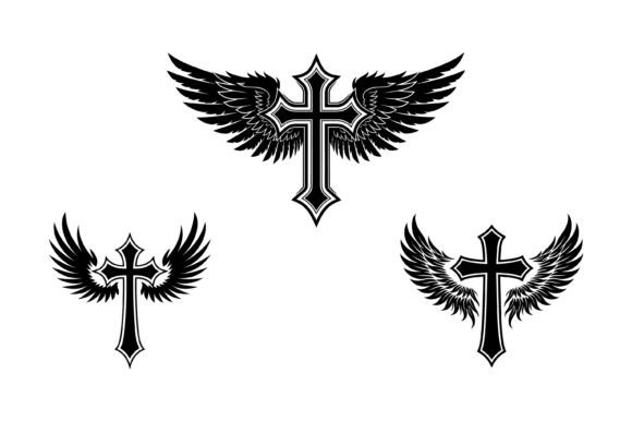 Angel Wing Christian Cross Symbols T-Shirt Designs