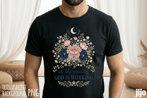 Christian God Flowers Moon PNG T-Shirt Designs
