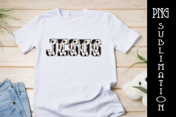 Cow Print Jesus PNG Western Christian T-Shirt Designs