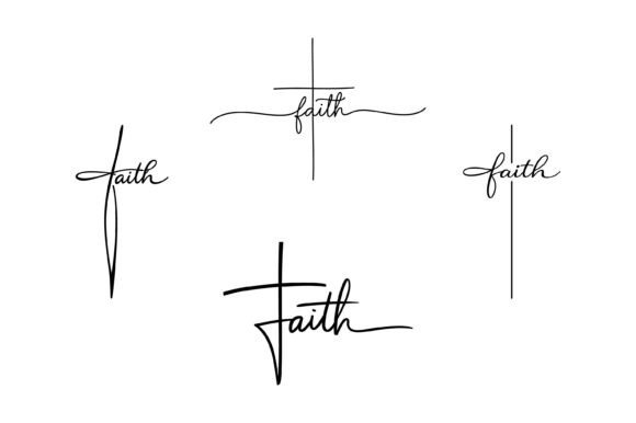 Faith Cross Handwritten Christian Typogr for T-Shirt Designs