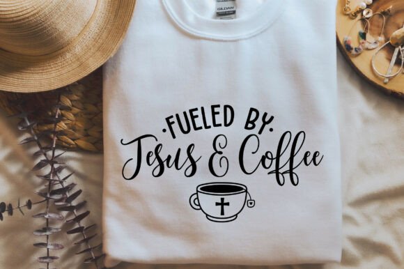 Fueled by Jesus and Coffee SVG PNG, Wome — T-Shirt Designs