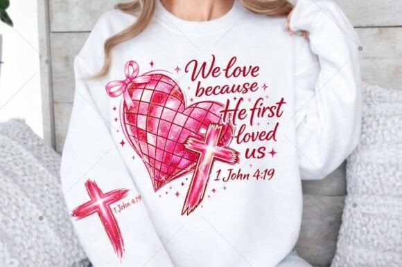 Heart Cross Valentine Jesus, We Love T-Shirt Designs