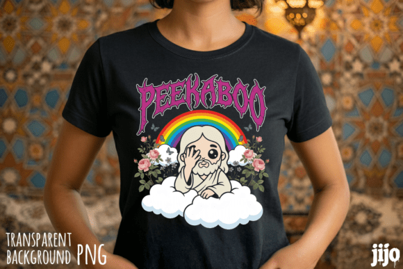 Peekaboo Jesus Rainbow Flowers PNG for T-Shirt Designs