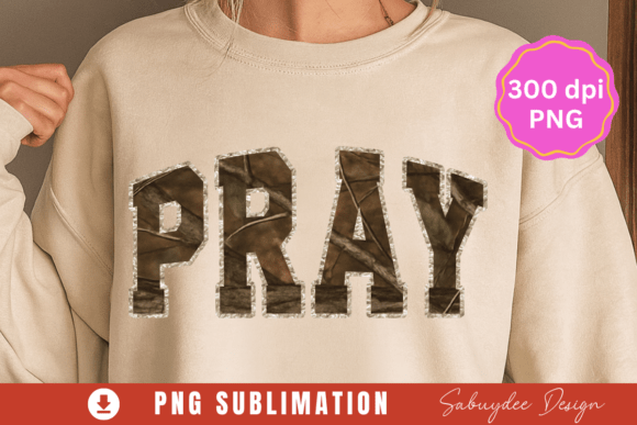 Pray Camo Christian PNG for T-Shirt Designs