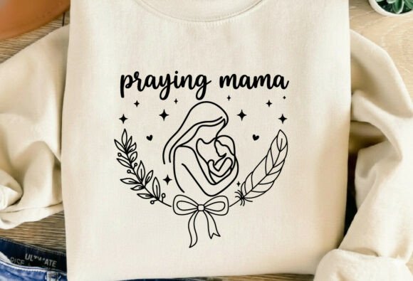 Praying Mama Line Art: T-Shirt Designs for Faith-Based Content