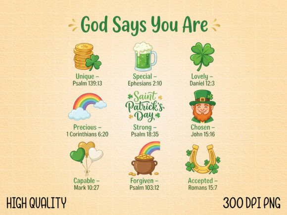 St. Patrick’s Christian Scripture PNG for T-Shirt Designs